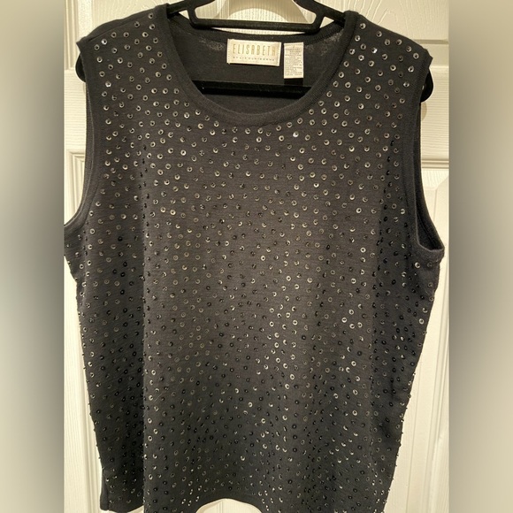 Liz Claiborne Black Tank Top with Sequin Accents - Picture 2 of 4